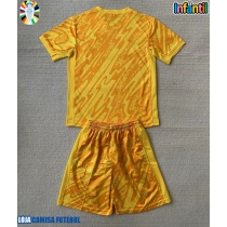 Camisa de Futebol Portugal Goleiro Equipamento Principal Infantil Europeu 2024 Manga Curta (+ Calças curtas)
